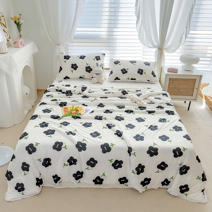 91家纺网 家纺一手货源 找家纺 丽美人 2023新款A类针织棉夏被 香草茶花