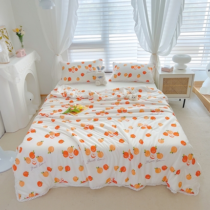 91家纺网 家纺一手货源 找家纺 丽美人 2023新款A类针织棉夏被 小桃气