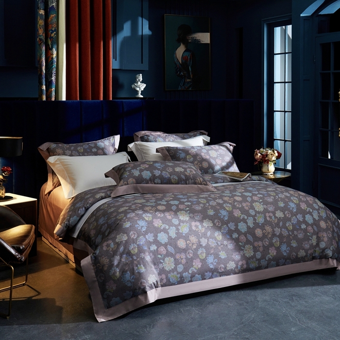 91家纺网 家纺一手货源 找家纺 （总）缔缦  2023新款100s长绒棉数码印花拼角款四件套系列-斯佩罗