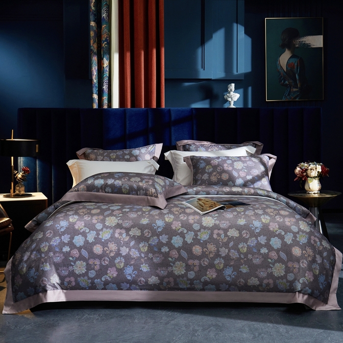 91家纺网 家纺一手货源 找家纺 （总）缔缦  2023新款100s长绒棉数码印花拼角款四件套系列-斯佩罗