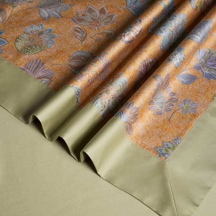 91家纺网 家纺一手货源 找家纺 缔缦  2023新款100s长绒棉数码印花拼角款四件套系列-斯佩罗 斯佩罗 琥珀黄