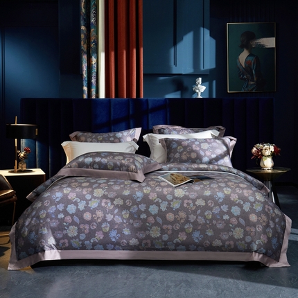 91家纺网 家纺一手货源 找家纺 （总）缔缦  2023新款100s长绒棉数码印花拼角款四件套系列-斯佩罗