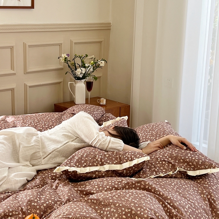 91家纺网 家纺一手货源 找家纺 梦享生活家居 2023新款全棉水洗棉花边四件套 悸动