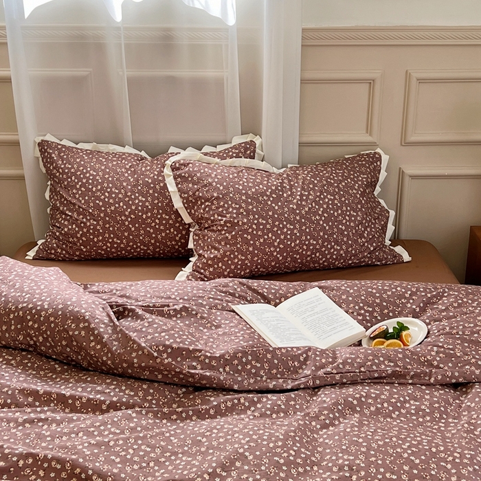 91家纺网 家纺一手货源 找家纺 梦享生活家居 2023新款全棉水洗棉花边四件套 悸动