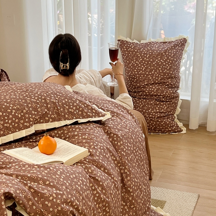 91家纺网 家纺一手货源 找家纺 梦享生活家居 2023新款全棉水洗棉花边四件套 悸动