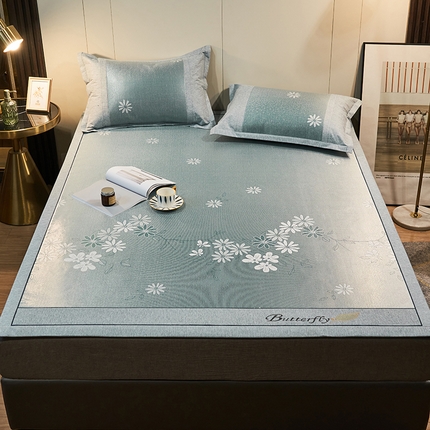 91家纺网 家纺一手货源 找家纺 （总）全季家居 2023新款600D提花款粗冰丝凉席床席款