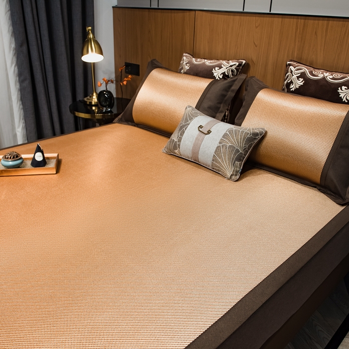 91家纺网 家纺一手货源 找家纺 全季家居  2023新款A类艾草驱蚊冰藤席 艾草-金色