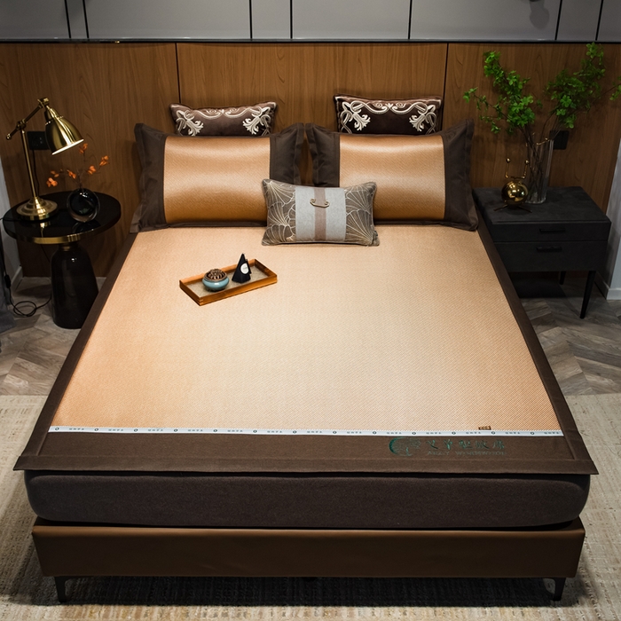 91家纺网 家纺一手货源 找家纺 全季家居  2023新款A类艾草驱蚊冰藤席 艾草-金色