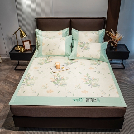 91家纺网 家纺一手货源 找家纺 （总）全季家居2023年新款A类抗菌数码印花花卉系列凉席冰丝席