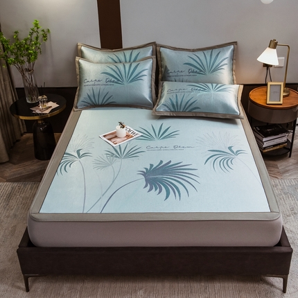 91家纺网 家纺一手货源 找家纺 （总）全季家居 2023新款900D高精密三色纬提花冰丝凉席床笠款