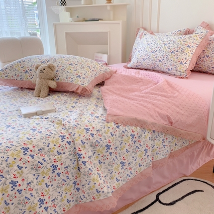 91家纺网 家纺一手货源 找家纺 （总）吾欢心 2024新款韩版豆豆被夏被四件套