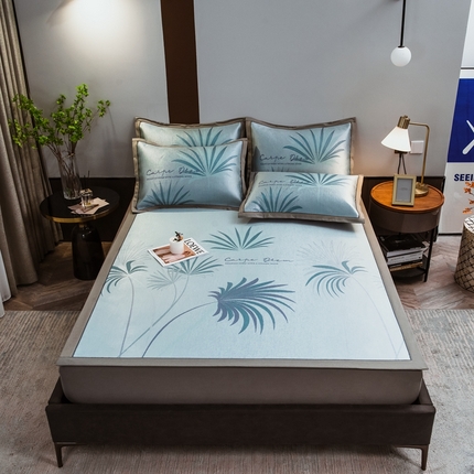 91家纺网 家纺一手货源 找家纺 （总）全季家居 2023新款900D高精密三色纬提花冰丝凉席 床席款