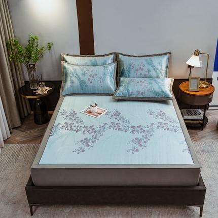 91家纺网 家纺一手货源 找家纺 （总）全季家居 2023新款900D高精密三色纬提花冰丝凉席 床席款