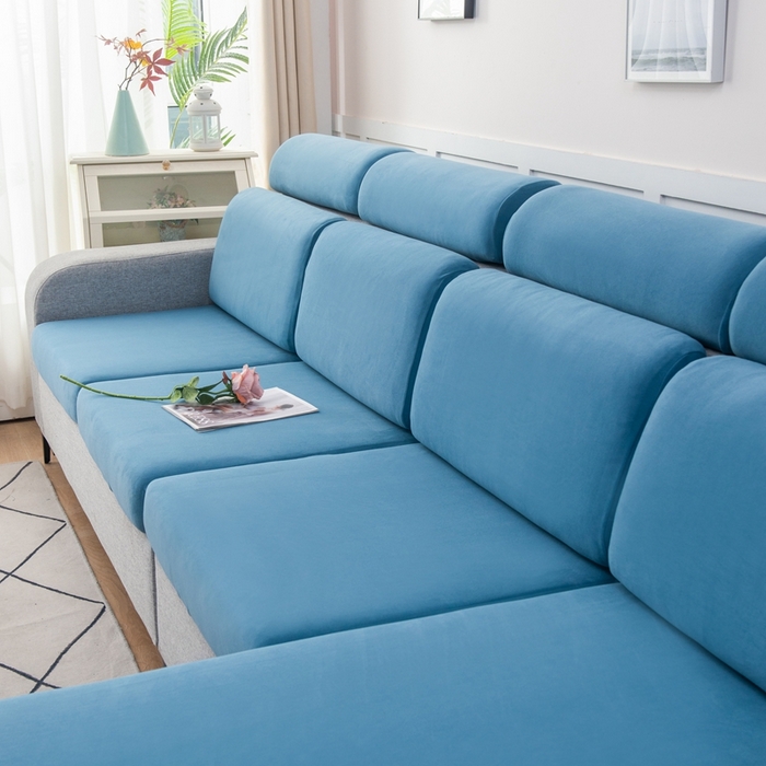 91家纺网 家纺一手货源 找家纺 千彤沙发垫 2023新款云感棉沙发笠 水蓝