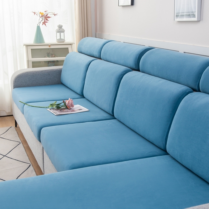 91家纺网 家纺一手货源 找家纺 千彤沙发垫 2023新款云感棉沙发笠 水蓝