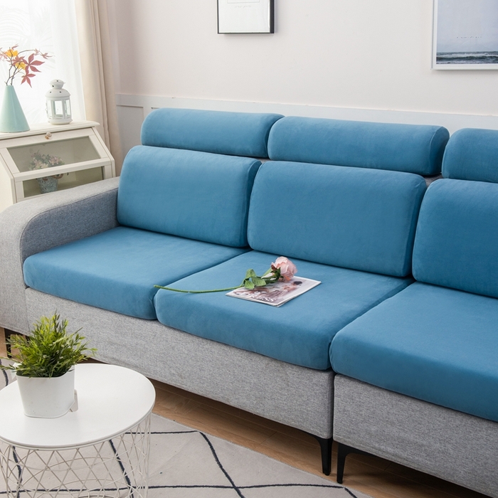 91家纺网 家纺一手货源 找家纺 千彤沙发垫 2023新款云感棉沙发笠 水蓝