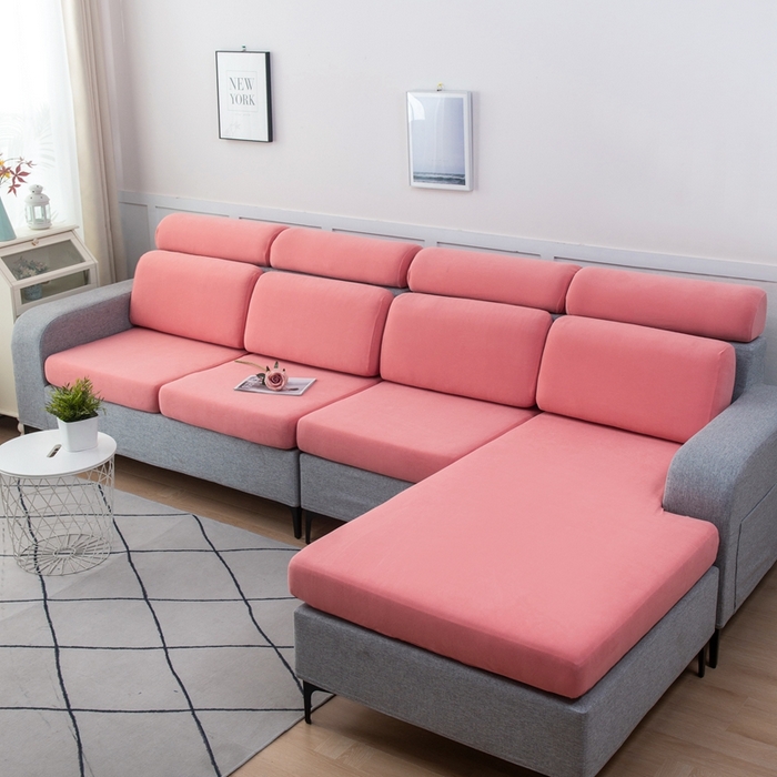 91家纺网 家纺一手货源 找家纺 千彤沙发垫 2023新款云感棉沙发笠 豆沙