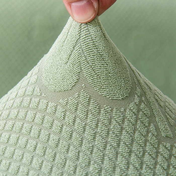 91家纺网 家纺一手货源 找家纺 千彤沙发垫 2023新款提花三叶草沙发笠 水绿