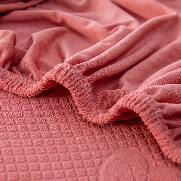 91家纺网 家纺一手货源 找家纺 千彤沙发垫 2023新款提花三叶草沙发笠 豆沙