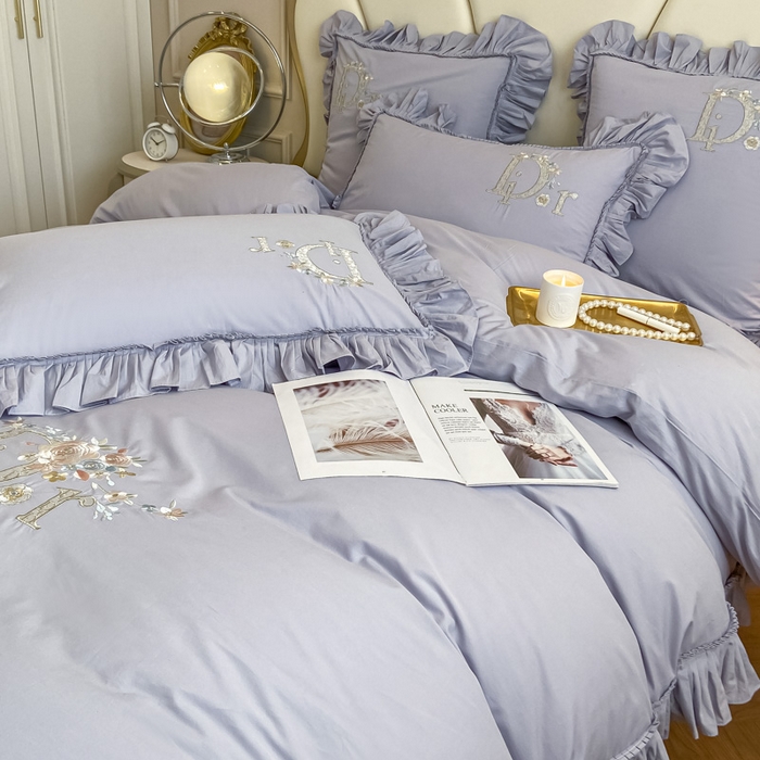 91家纺网 家纺一手货源 找家纺 AB家纺 2023新款全棉水洗棉四件套-蔻朵系列 蔻朵-丁香紫