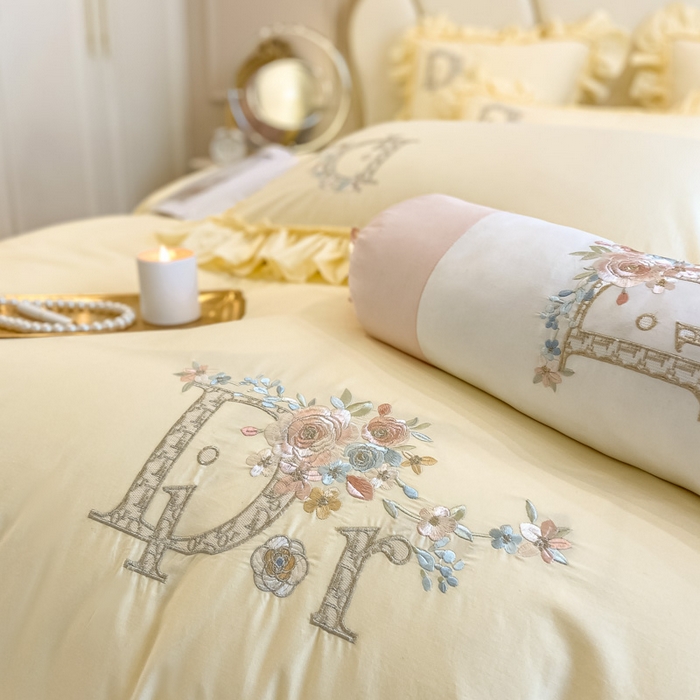 91家纺网 家纺一手货源 找家纺 AB家纺 2023新款全棉水洗棉四件套-蔻朵系列 蔻朵-象牙黄