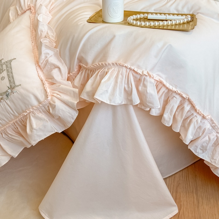 91家纺网 家纺一手货源 找家纺 AB家纺 2023新款全棉水洗棉四件套-蔻朵系列 蔻朵-微微粉