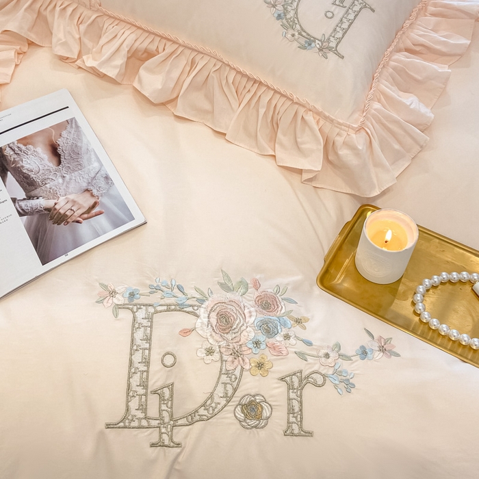 91家纺网 家纺一手货源 找家纺 AB家纺 2023新款全棉水洗棉四件套-蔻朵系列 蔻朵-微微粉