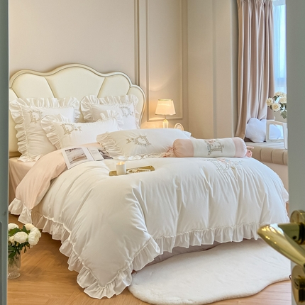 91家纺网 家纺一手货源 找家纺 （总）AB家纺 2023新款全棉水洗棉四件套-蔻朵系列