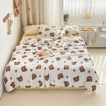 91家纺网 家纺一手货源 找家纺 莱宁被业 2023新款A类针织棉夏被印花夏被夏凉被被子被芯 泰迪熊仔