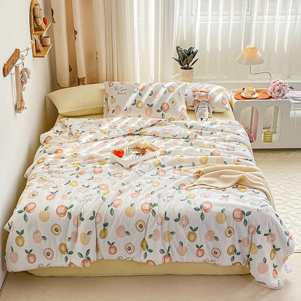 91家纺网 家纺一手货源 找家纺 莱宁被业 2023新款A类针织棉夏被印花夏被夏凉被被子被芯 桃桃乌龙