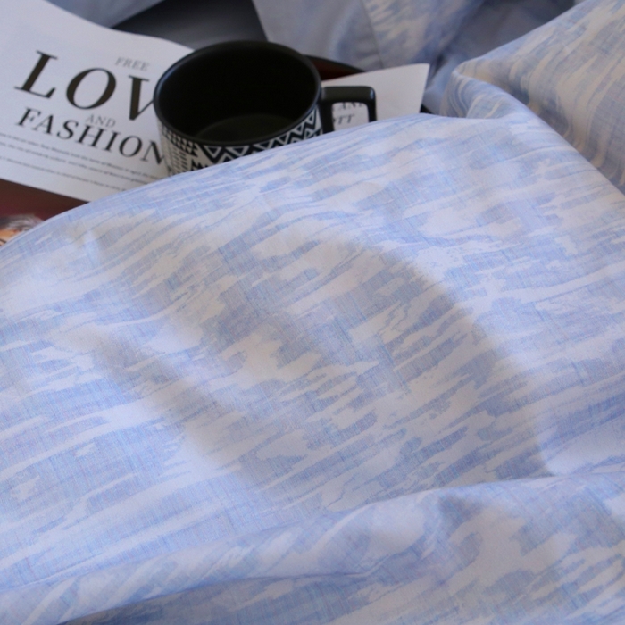 91家纺网 家纺一手货源 找家纺 榻尚家居 2023新款数码印花纯棉贡缎长绒棉拼接款工艺四件套 涟漪绿