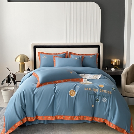 91家纺网 家纺一手货源 找家纺 （总）伊人居 2023新款H款刺绣四件套夏之初系列