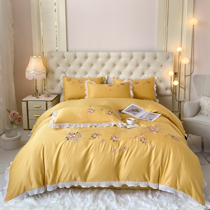 91家纺网 家纺一手货源 找家纺 （总）伊人居 2023新款韩版刺绣四件套花梦溪柔系列