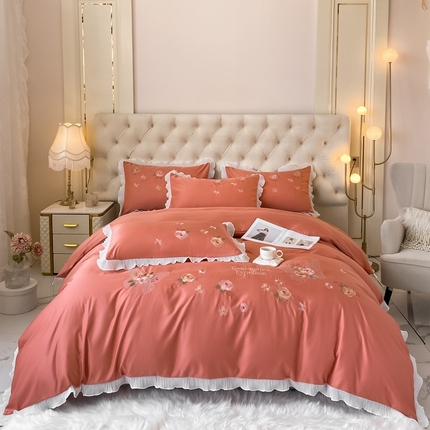 91家纺网 家纺一手货源 找家纺 （总）伊人居 2023新款韩版刺绣四件套花梦溪柔系列