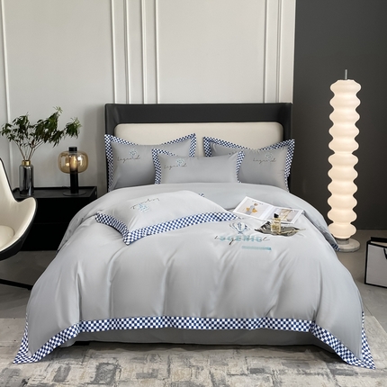 91家纺网 家纺一手货源 找家纺 （总）伊人居 2023新款棋盘格四件套品尚系列