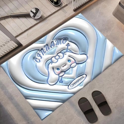 敢爱地毯 2023新款抖音同款防滑垫5D吸水垫3D效果卡通水晶绒地垫 天使
