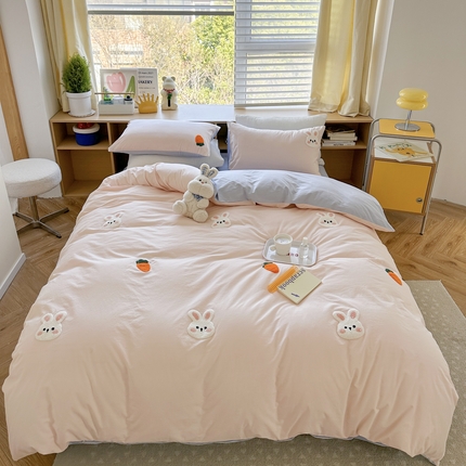 91家纺网 家纺一手货源 找家纺 （总）柚子 2023新款全棉水洗棉刺绣套件