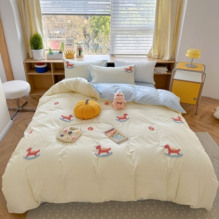 91家纺网 家纺一手货源 找家纺 （总）柚子 2023新款全棉水洗棉刺绣套件