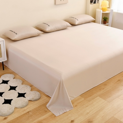 91家纺网 家纺一手货源 找家纺 七仙女家纺 2025新款水洗真丝天丝系列加大炕单 奶杏色