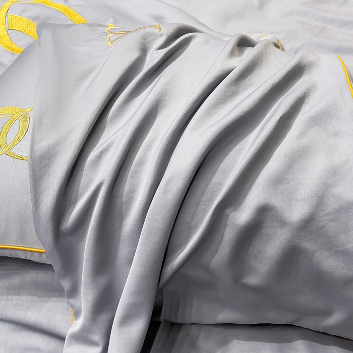 91家纺网 家纺一手货源 找家纺 创优 2025新款水洗真丝滚边夏被四件套 高级灰