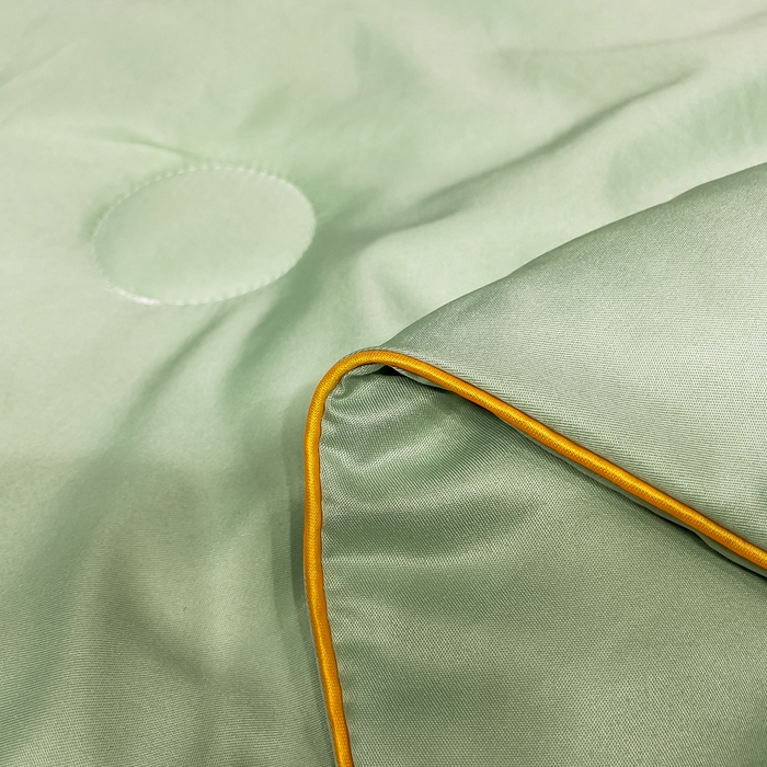 91家纺网 家纺一手货源 找家纺 创优 2025新款水洗真丝滚边夏被四件套 抹茶绿