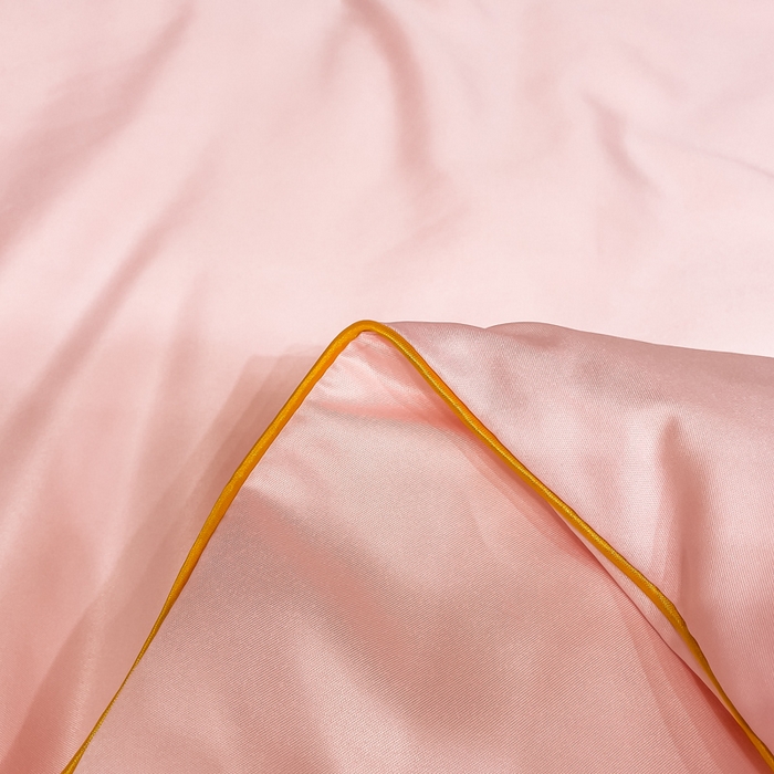 91家纺网 家纺一手货源 找家纺 创优 2025新款水洗真丝滚边夏被四件套 樱棠粉