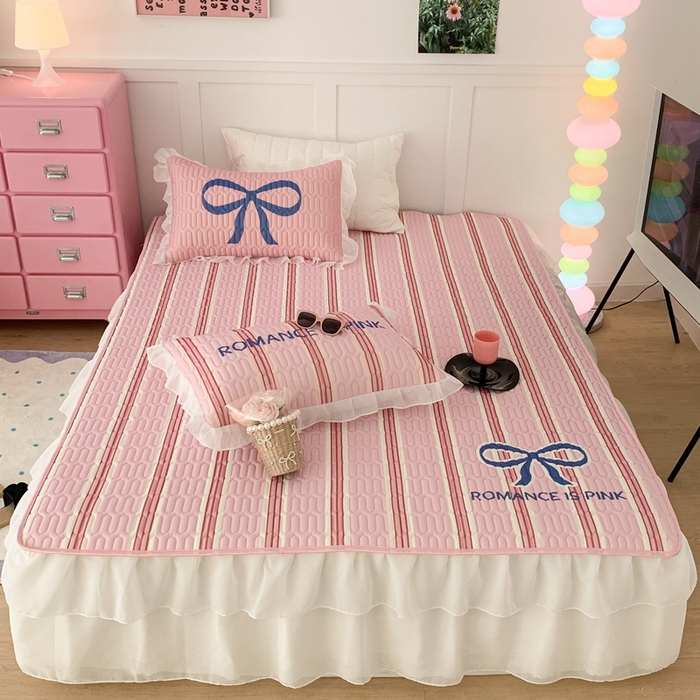 91家纺网 家纺一手货源 找家纺 昔可家纺 2023新款双层雪纺纱乳胶床裙 芭蕾少女蝴蝶结