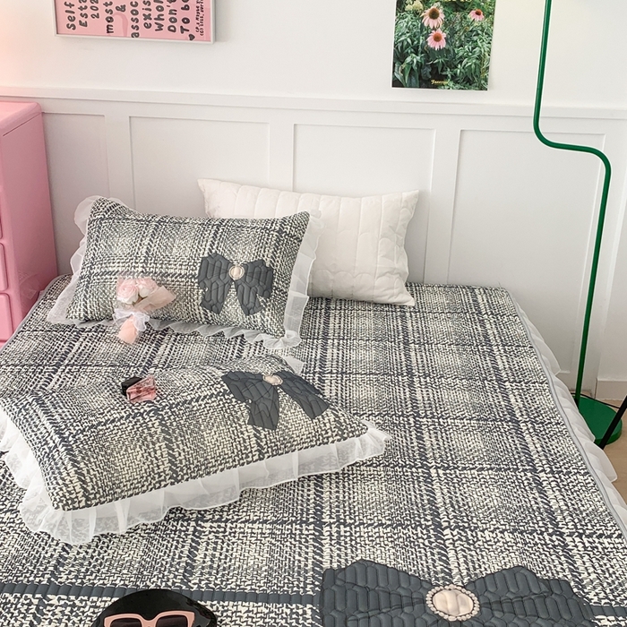 91家纺网 家纺一手货源 找家纺 昔可家纺 2023新款双层雪纺纱乳胶床裙 香香蝴蝶结