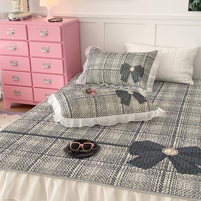 91家纺网 家纺一手货源 找家纺 昔可家纺 2023新款双层雪纺纱乳胶床裙 香香蝴蝶结