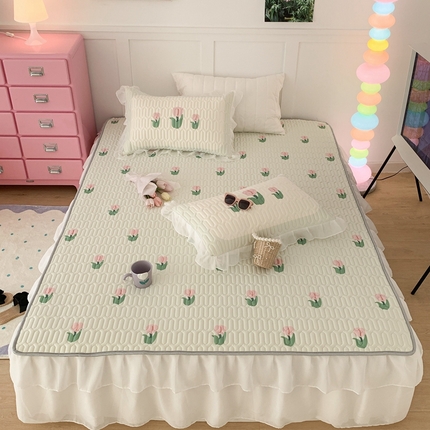 91家纺网 家纺一手货源 找家纺 （总）昔可家纺 2023新款双层雪纺纱乳胶床裙