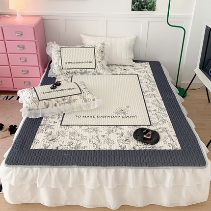 91家纺网 家纺一手货源 找家纺 （总）昔可家纺 2023新款双层雪纺纱乳胶床裙