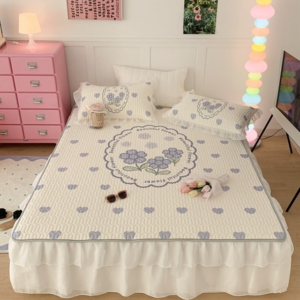 91家纺网 家纺一手货源 找家纺 （总）昔可家纺 2023新款双层雪纺纱乳胶床裙