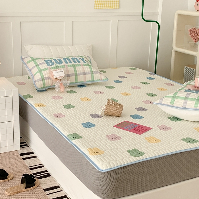 91家纺网 家纺一手货源 找家纺 昔可 2023新款床笠款乳胶凉席 彩色小兔