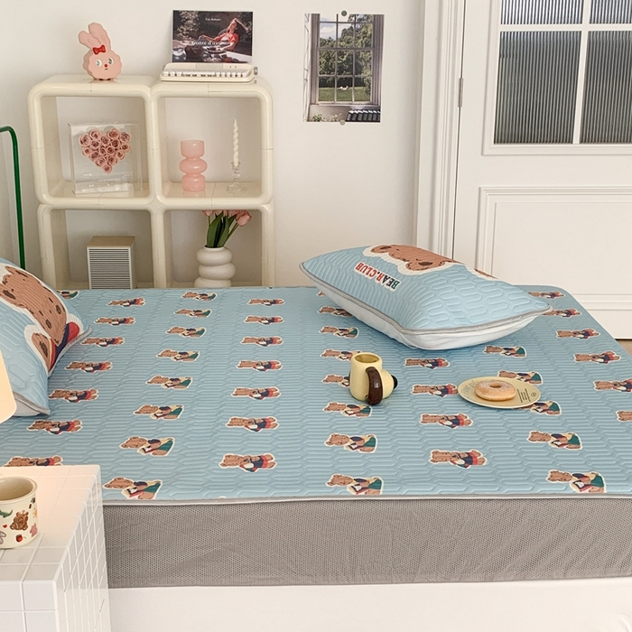 91家纺网 家纺一手货源 找家纺 昔可 2023新款床笠款乳胶凉席 你好熊宝